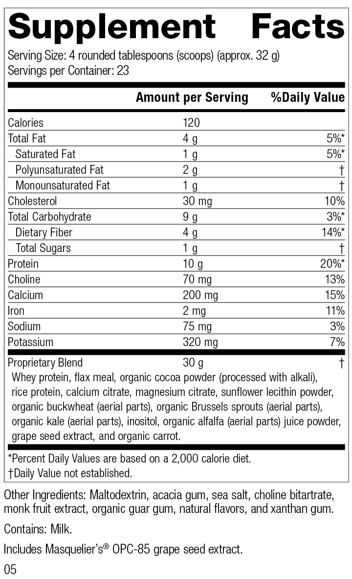 SP CompleteĀ® Chocolate, 26 Ounces, Rev 05 Supplement Facts