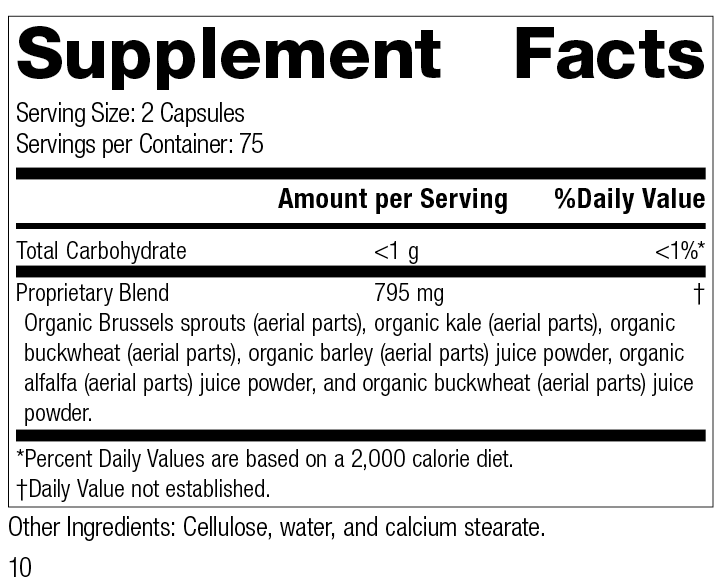 SP Green FoodĀ®, 150 Capsules, Rev 10 Supplement Facts