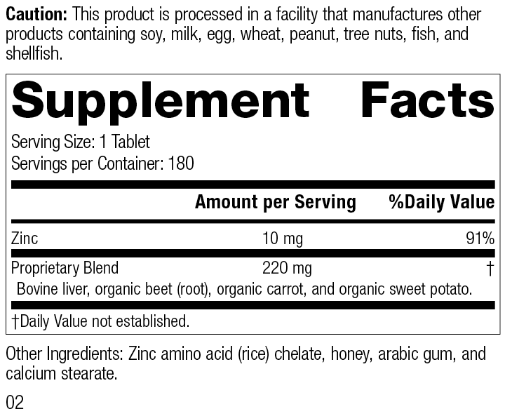 Zinc Chelateâ„¢, 180 Tablets, Rev 02 Supplement Facts