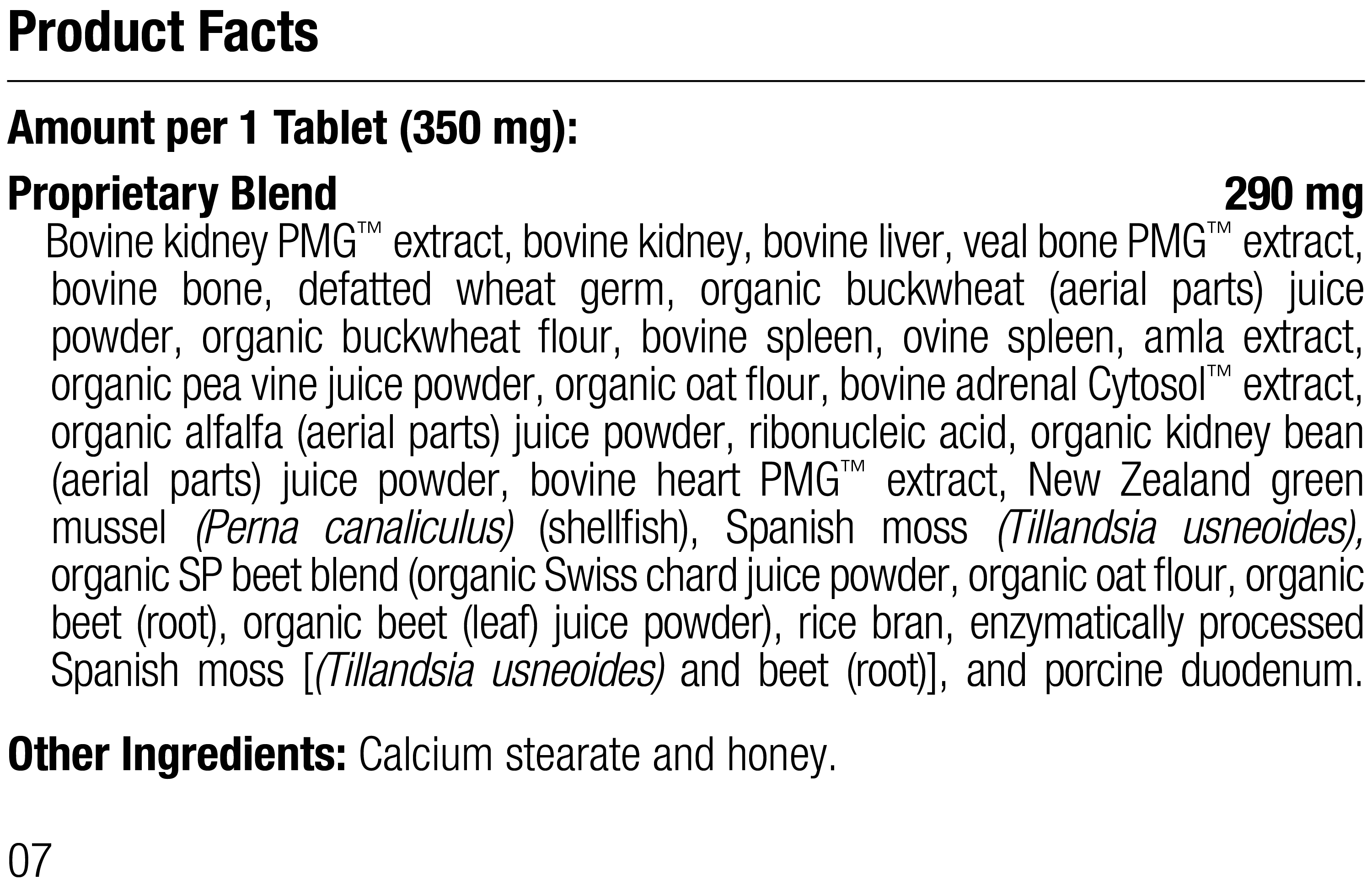 Feline Renal Support, 90 Tablets, Rev 05 Supplement Facts