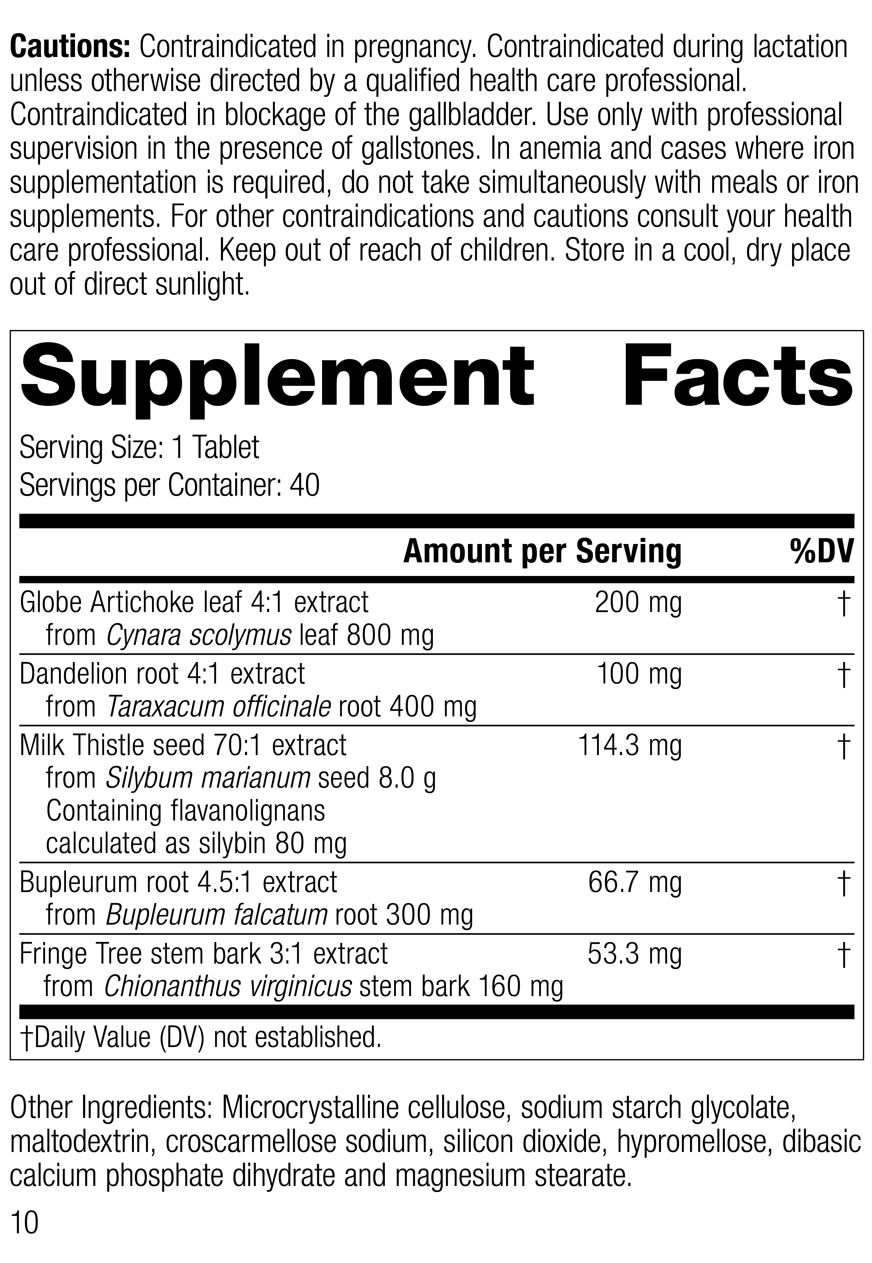 Livton® Complex, 40 Tablets, Rev 09 Supplement Facts