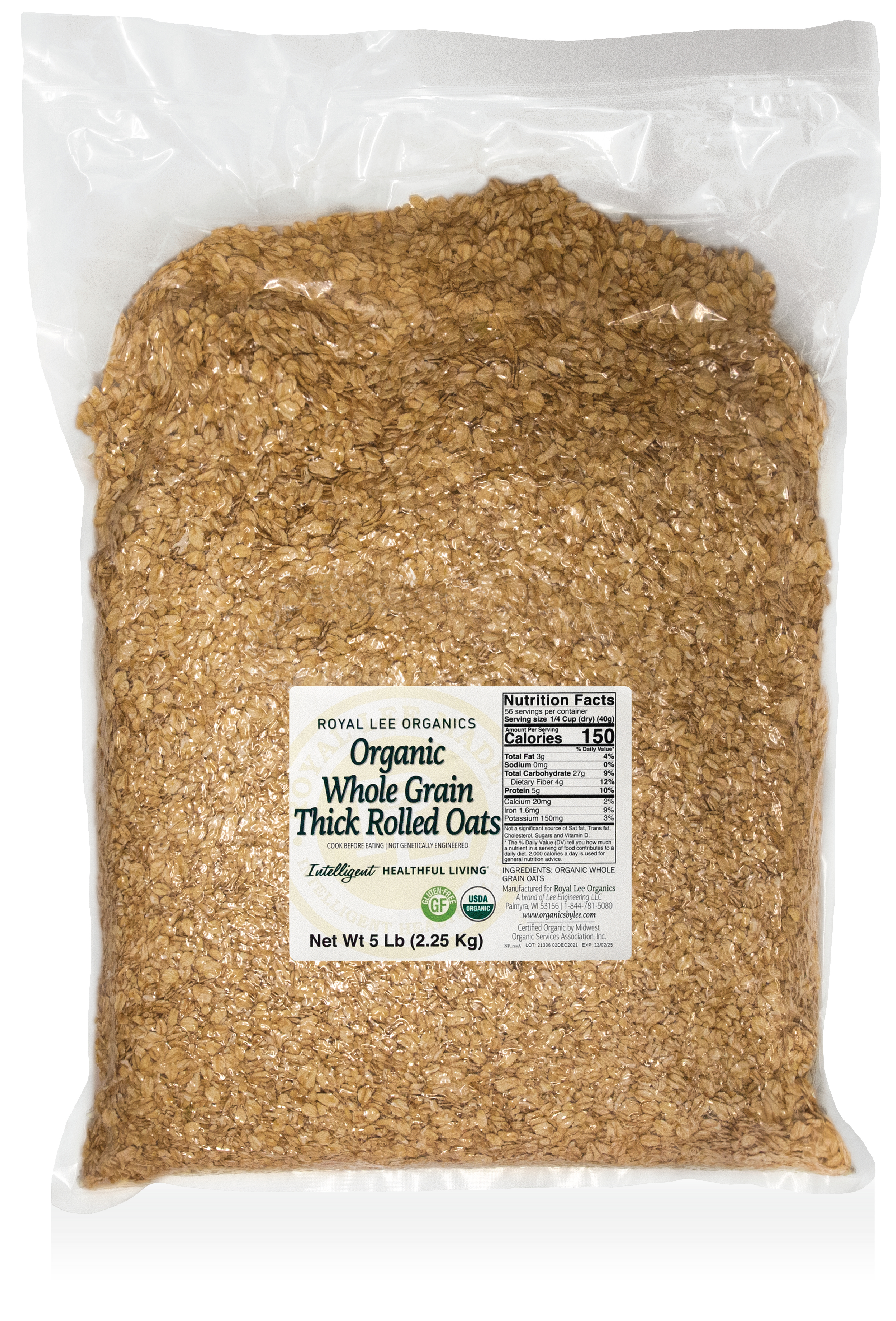 Thick Rolled Oats, 5lb kraft bag