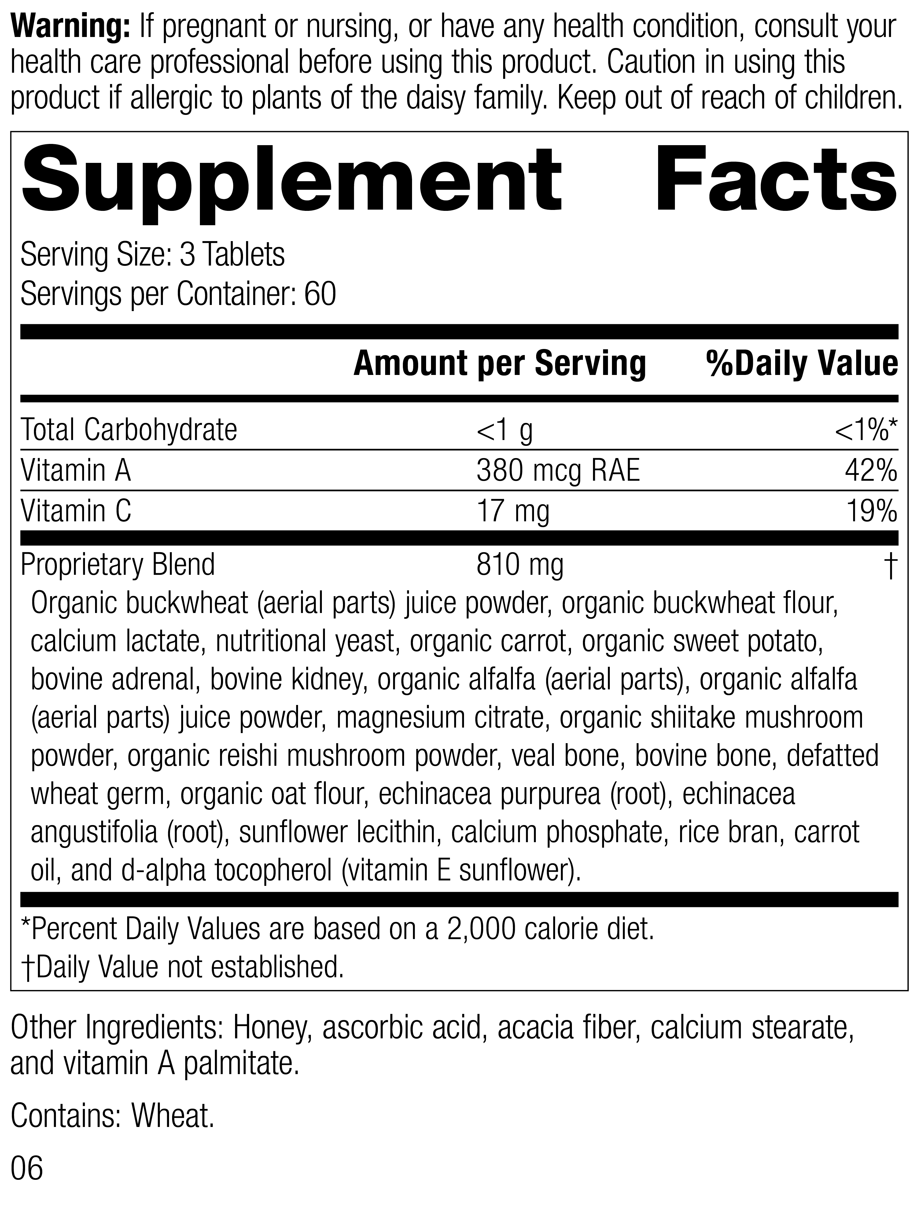 Cataplex® A-C-P, 180 Tablets, Rev 04 Supplement Facts