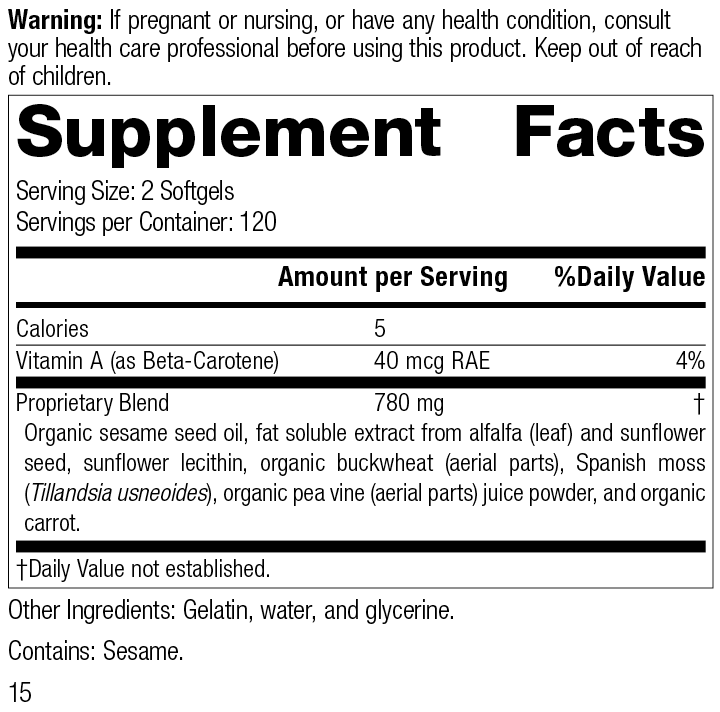 Chlorophyll Complex™, 240 Softgels, Rev 14, Supplement Facts