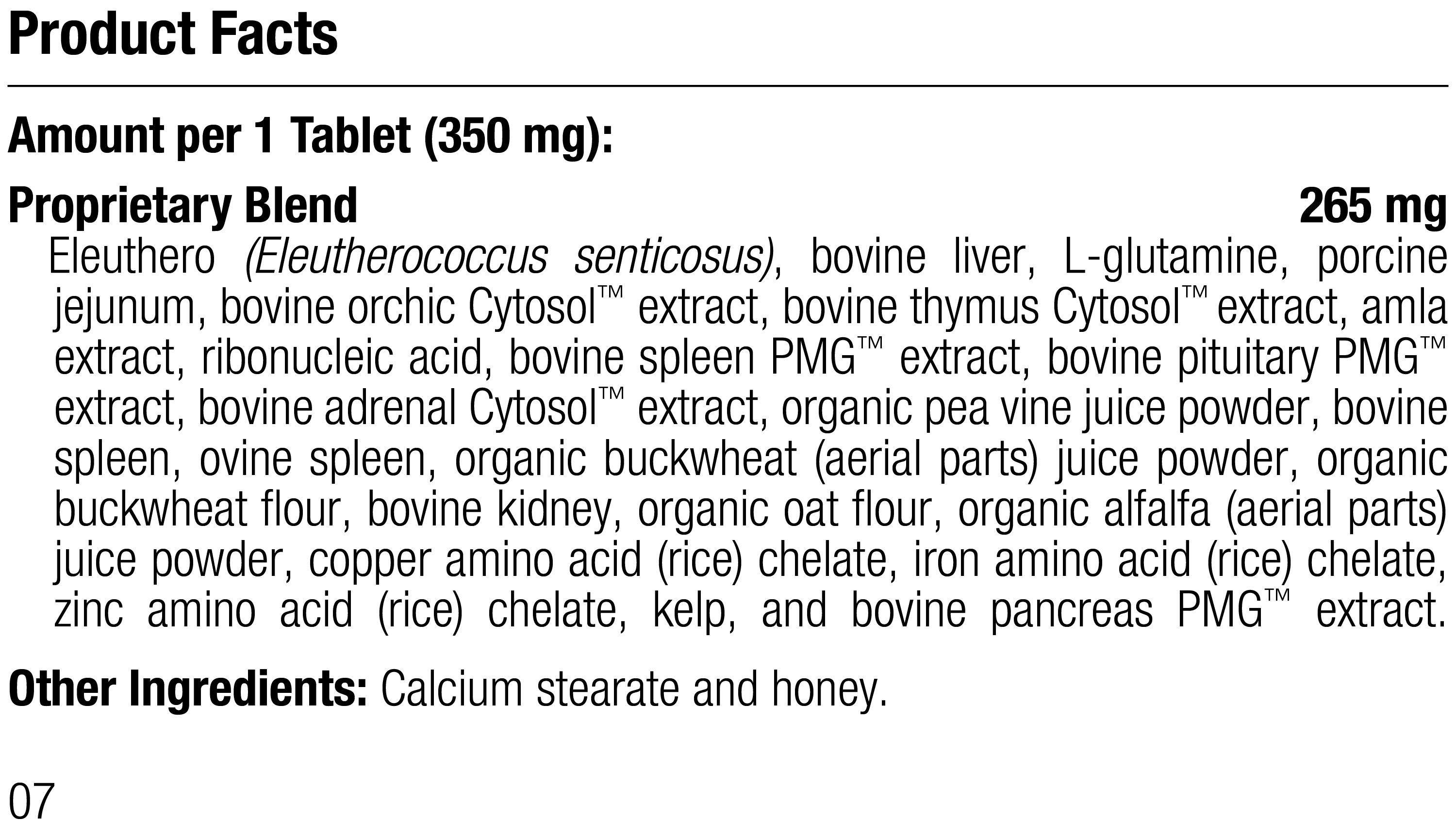 Feline Immune System Support, 90 Tablets, Rev 04 Supplement Facts