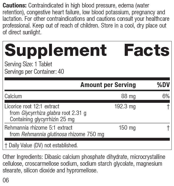 Adrenal Complex, 40 Tablets, Rev 05 Supplement Facts